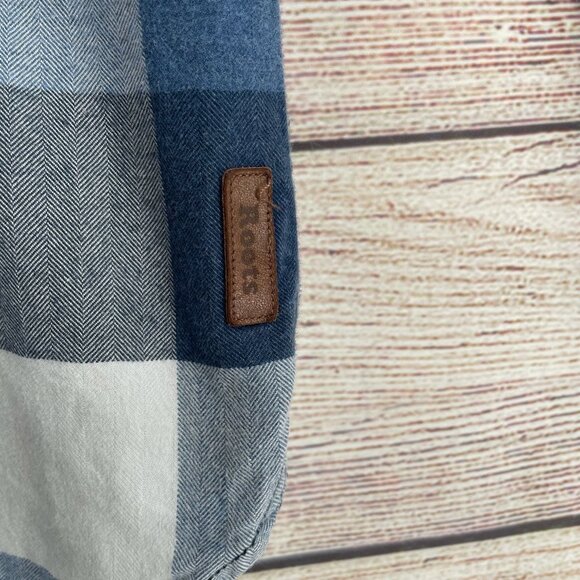 Roots Blue and White Plaid Casual Button Down Shirt - Picture 3 of 7